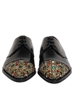 Dolce & Gabbana Black Embellished Derby Dress Formal Shoes