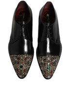 Dolce & Gabbana Black Embellished Derby Dress Formal Shoes