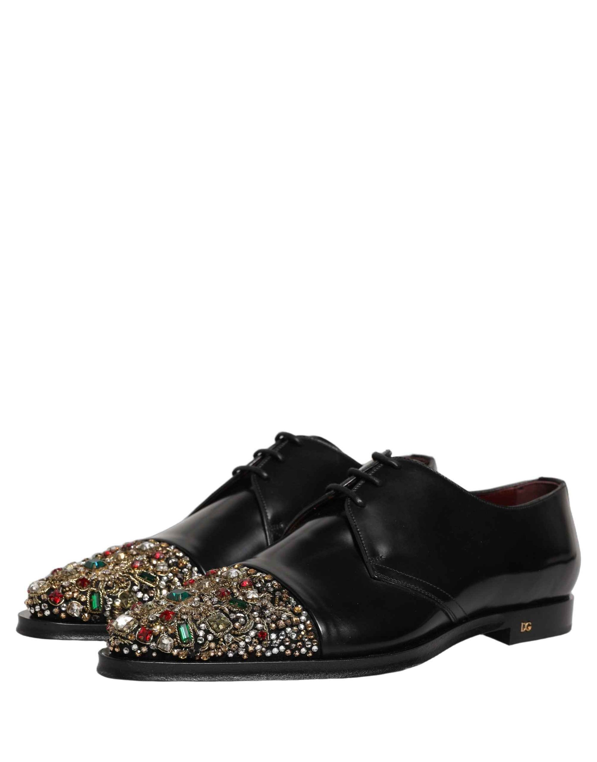 Dolce & Gabbana Black Embellished Derby Dress Formal Shoes