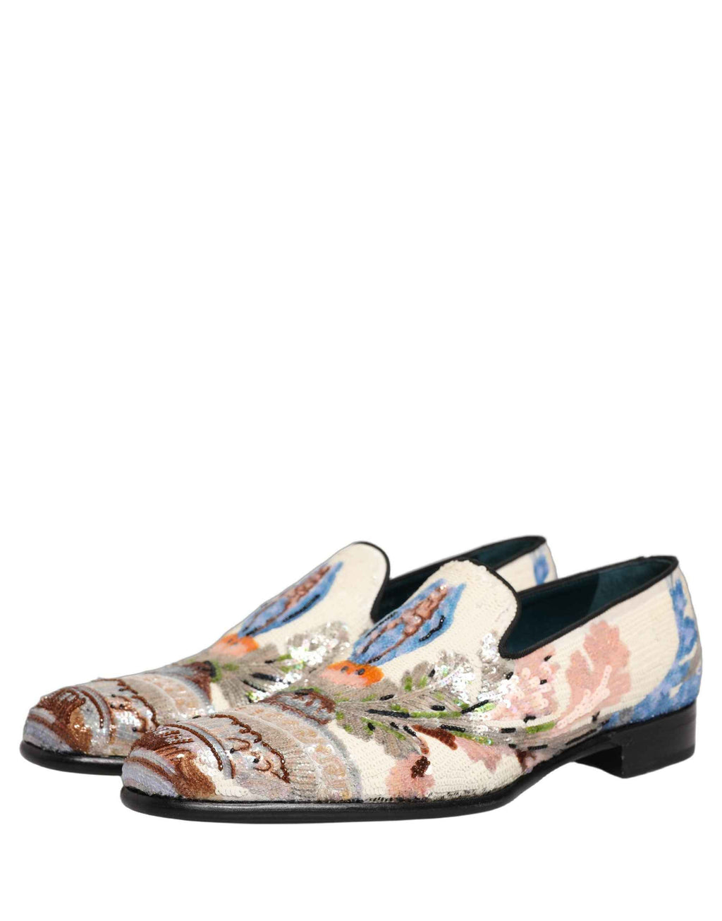 Dolce & Gabbana Multicolor Sequin Embroidered Loafers Shoes