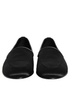 Dolce & Gabbana Black Satin Logo Slip On Flats Loafers Shoes