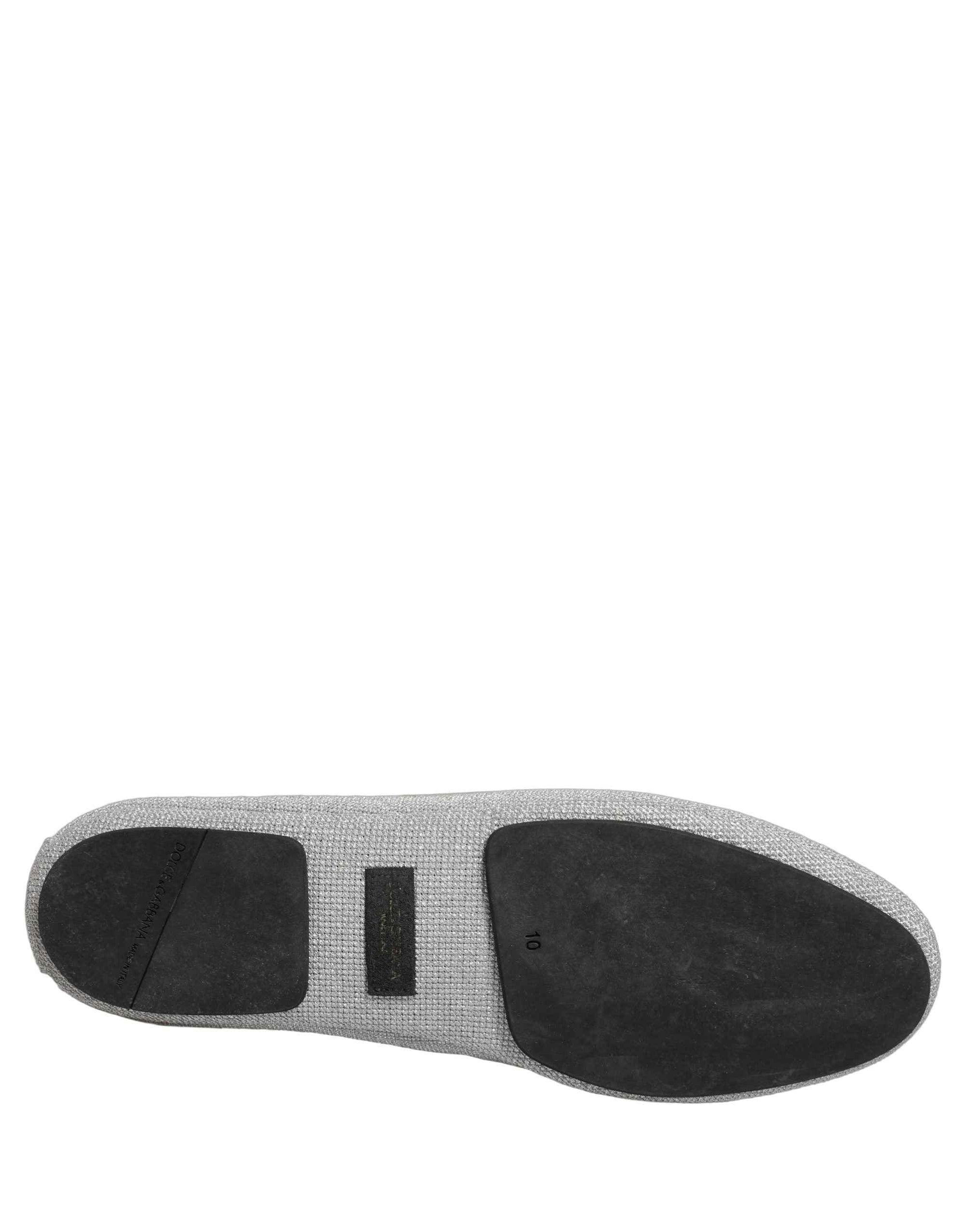 Dolce & Gabbana Gray Crown Rose Angel Embroidery Loafer Shoes