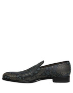 Dolce & Gabbana Black Floral Brocade Slip On Loafers Shoes