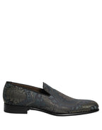 Dolce & Gabbana Black Floral Brocade Slip On Loafers Shoes