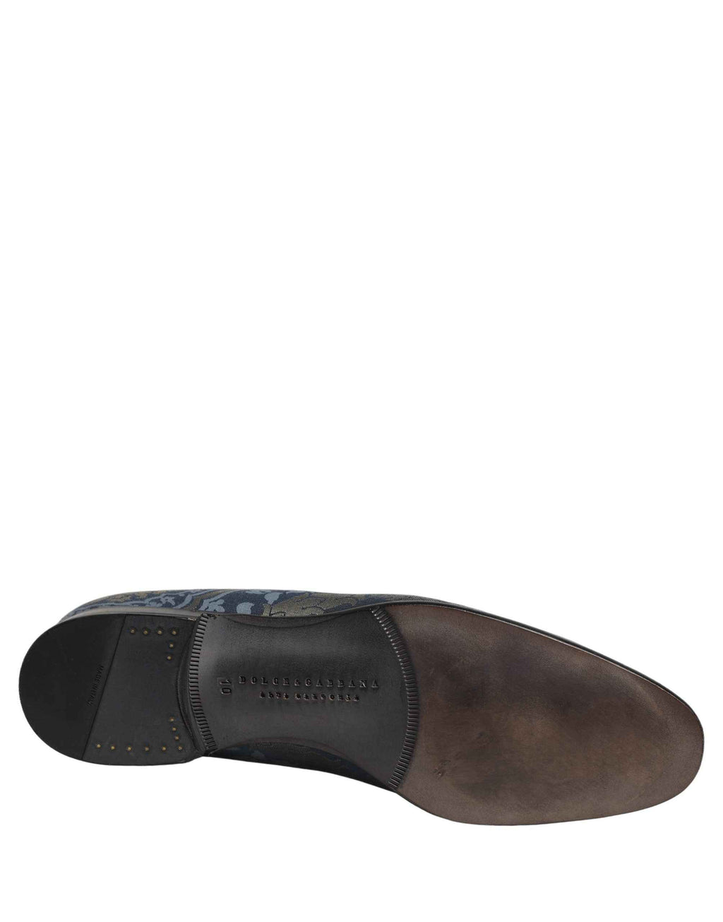 Dolce & Gabbana Blue Floral Brocade Slip On Loafers Shoes