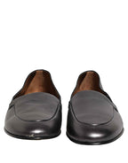 Dolce & Gabbana Silver Leather DG Logo Slip On Loafers Shoes