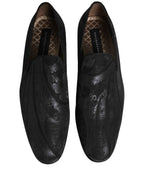 Dolce & Gabbana Black Brocade Men Slip On Dress Loafers Shoes