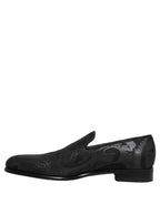 Dolce & Gabbana Black Brocade Men Slip On Dress Loafers Shoes