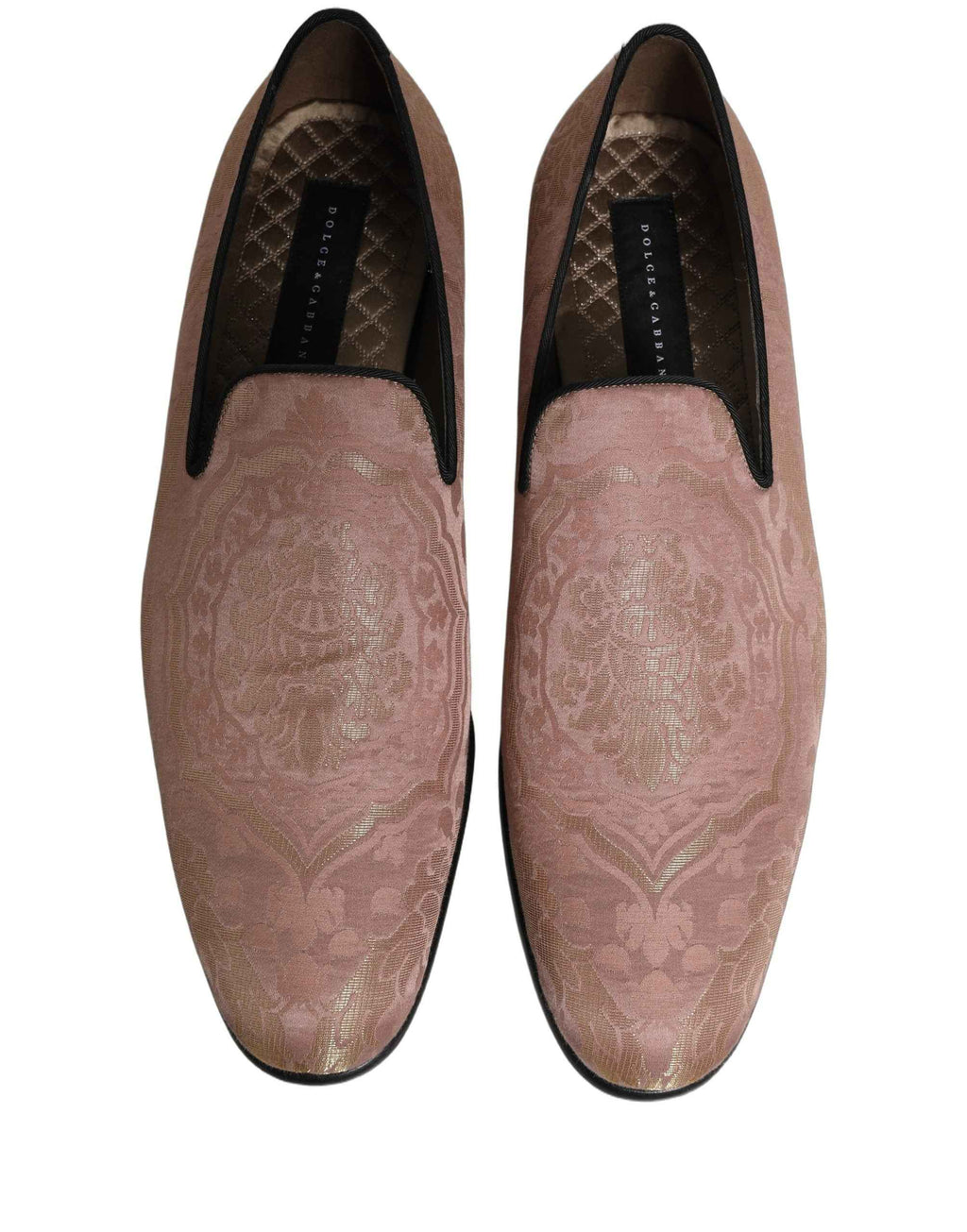 Dolce & Gabbana Pink Brocade Men Slip On Dress Loafers Shoes