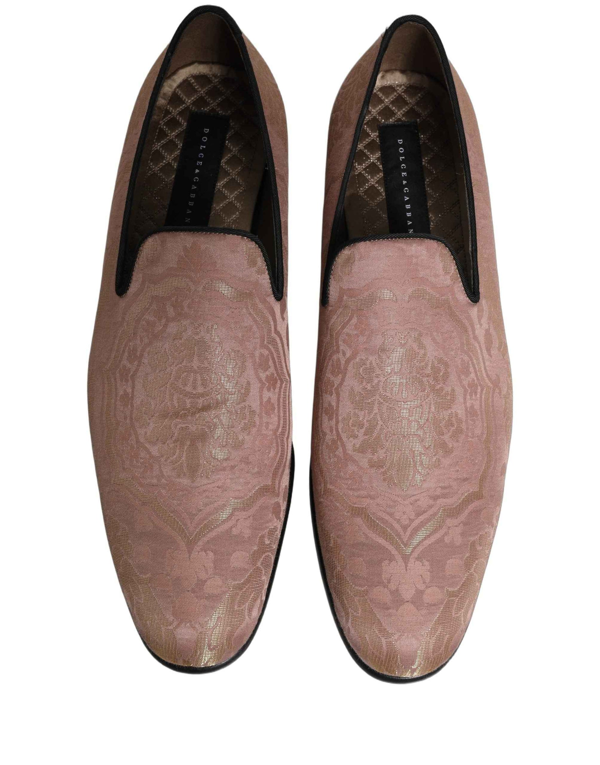 Dolce & Gabbana Pink Brocade Men Slip On Dress Loafers Shoes