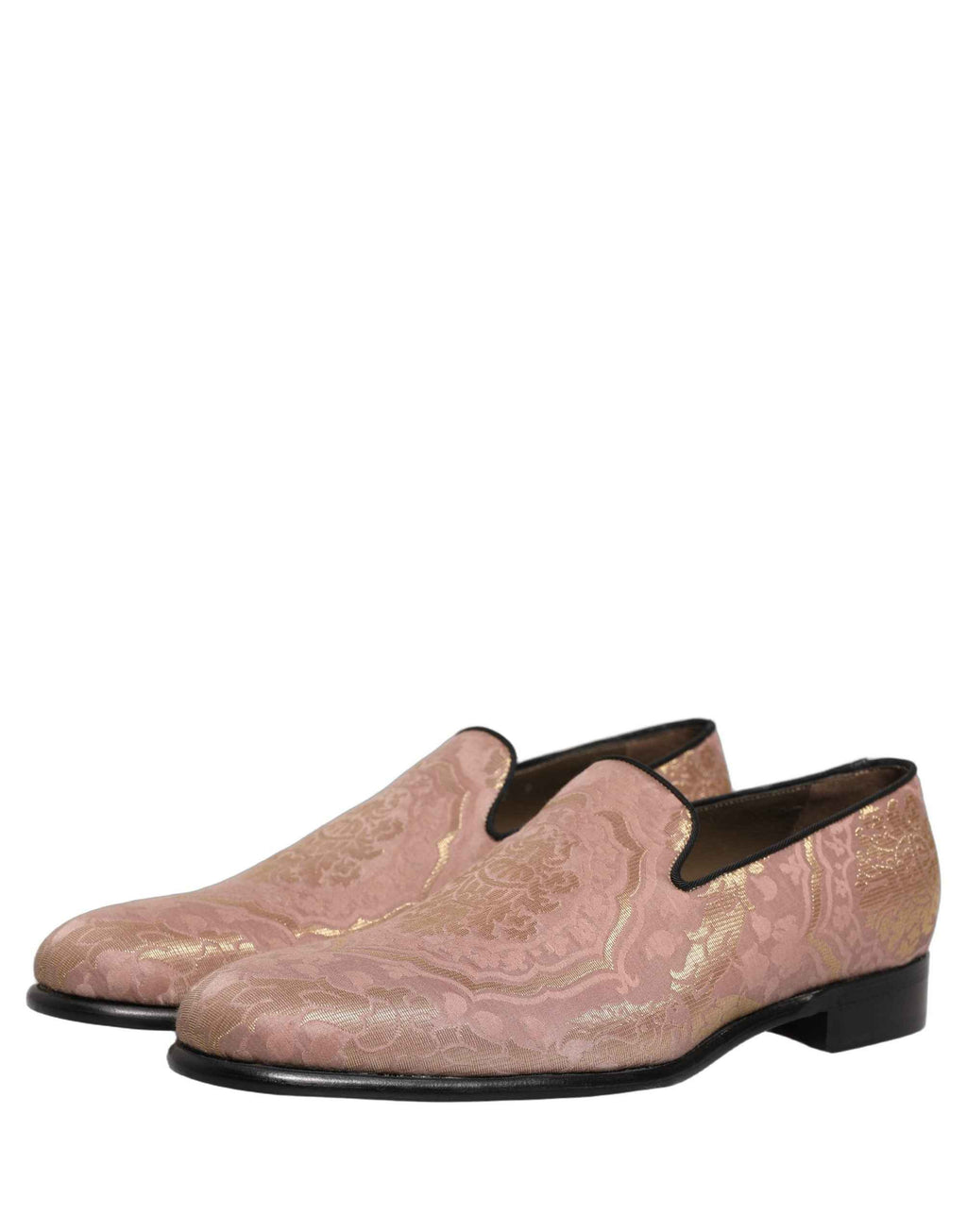 Dolce & Gabbana Pink Brocade Men Slip On Dress Loafers Shoes