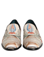 Dolce & Gabbana White Floral Vase Slip On Dress Loafers Shoes