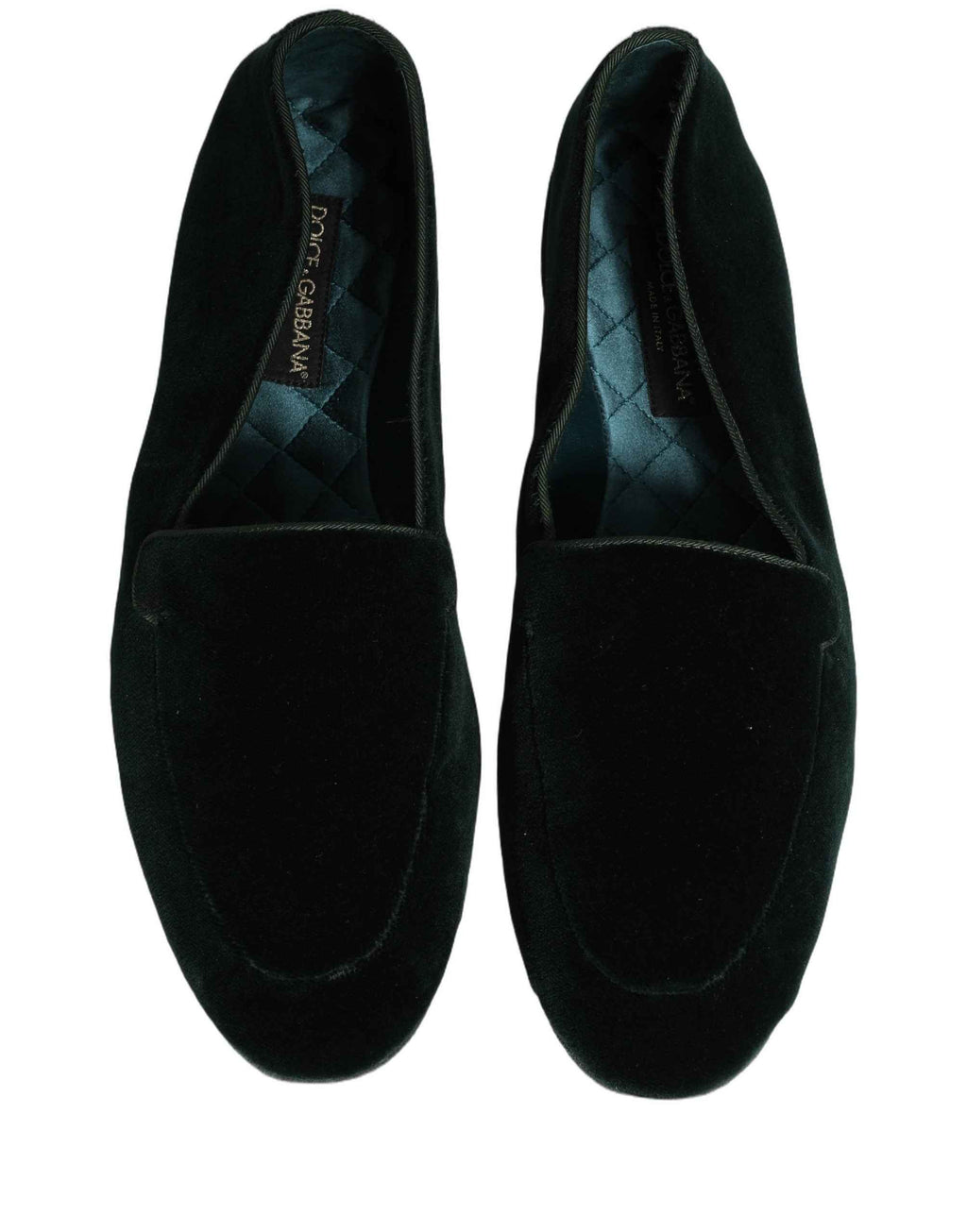 Dolce & Gabbana Green Velvet Slip On Men Flats Loafers Shoes