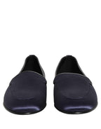 Dolce & Gabbana Blue Satin Logo Slip On Flats Loafers Shoes
