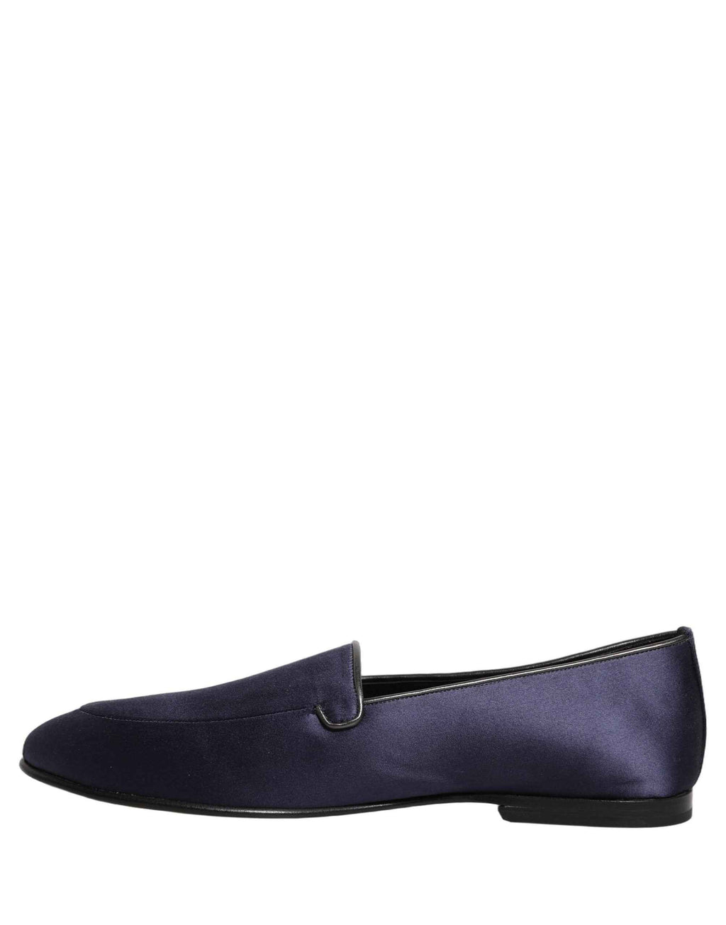 Dolce & Gabbana Blue Satin Logo Slip On Flats Loafers Shoes