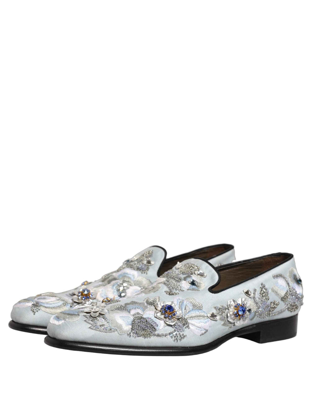 Dolce & Gabbana White Floral Embellished Men Loafers  Shoes