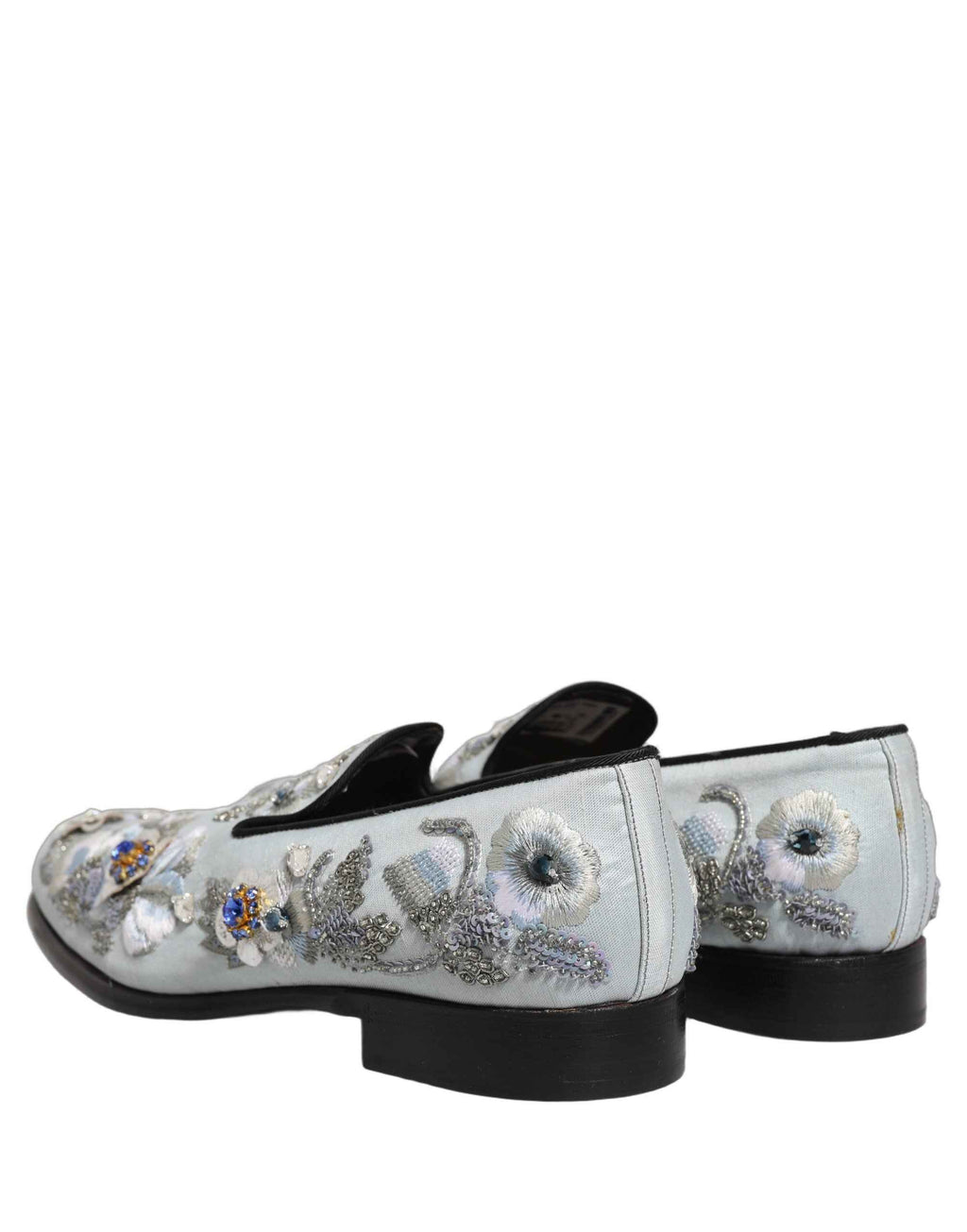 Dolce & Gabbana White Floral Embellished Men Loafers  Shoes