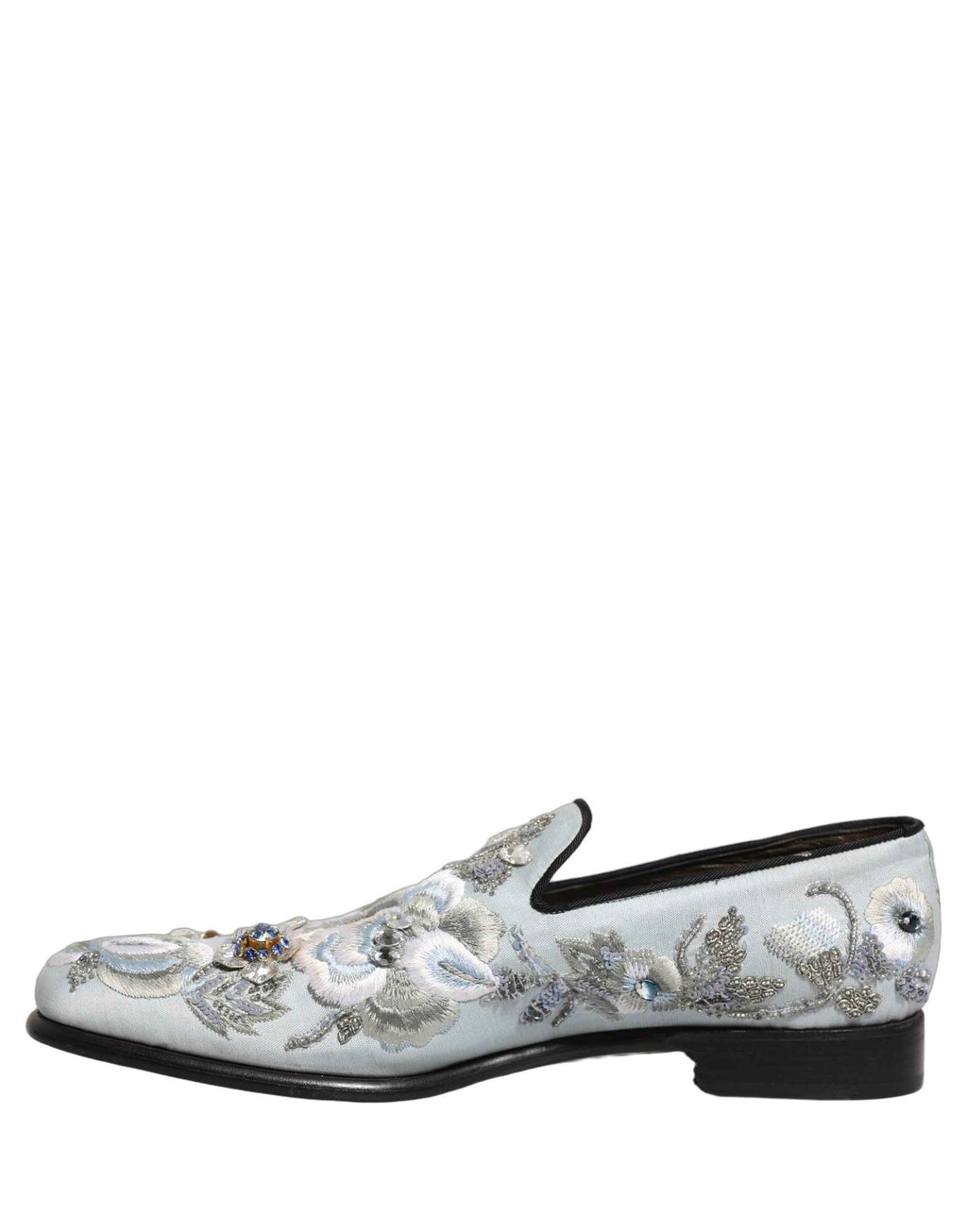 Dolce & Gabbana White Floral Embellished Men Loafers  Shoes