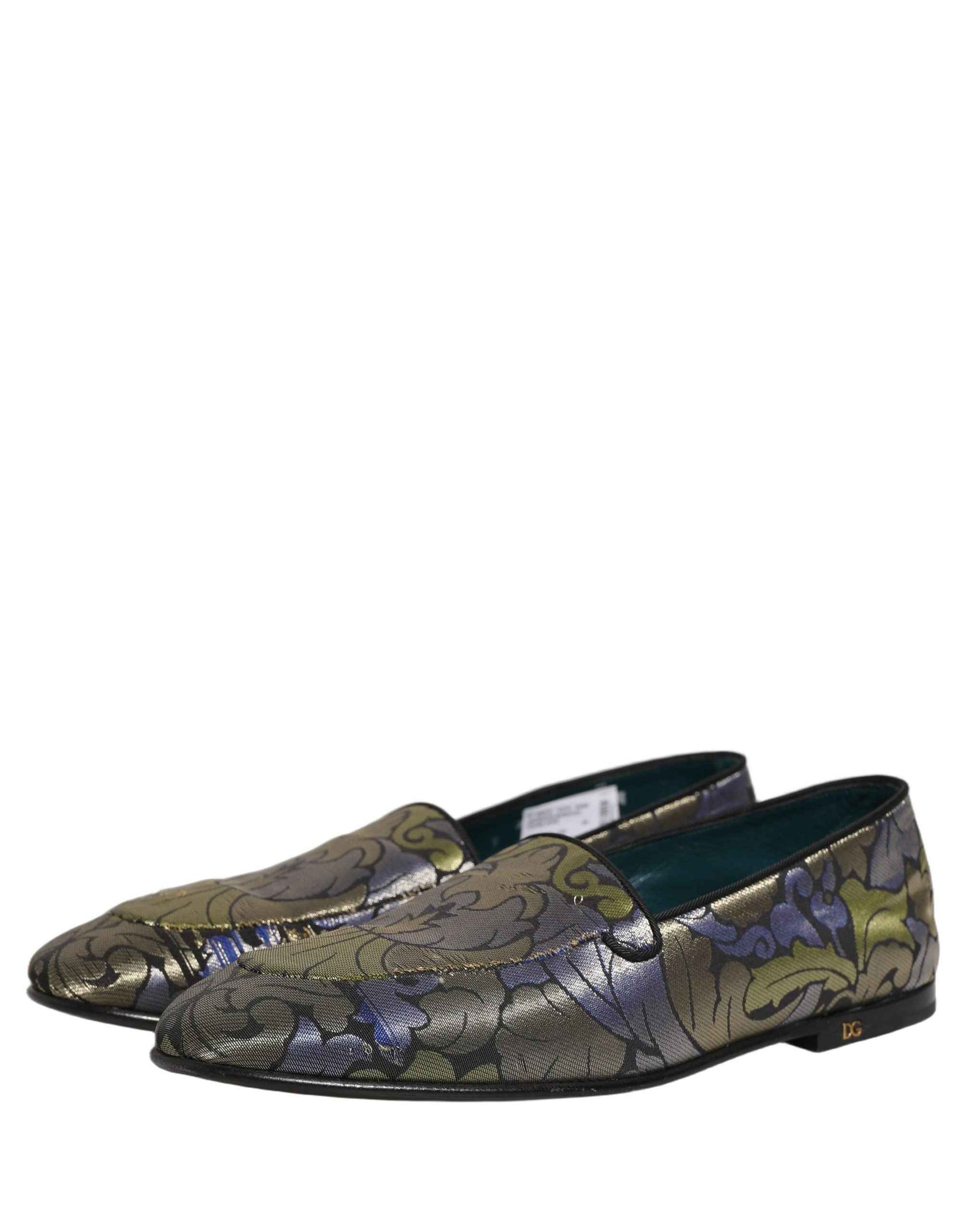 Dolce & Gabbana Multicolor Floral Jacquard Men Loafers Shoes