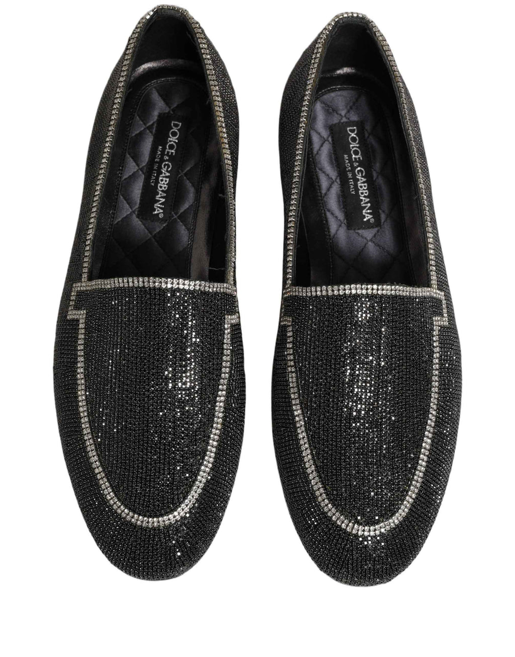 Dolce & Gabbana Black Crystal Embellished Men Loafers Shoes