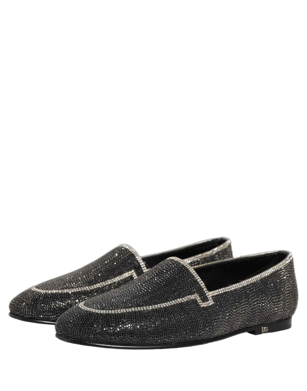 Dolce & Gabbana Black Crystal Embellished Men Loafers Shoes