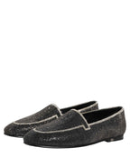 Dolce & Gabbana Black Crystal Embellished Men Loafers Shoes