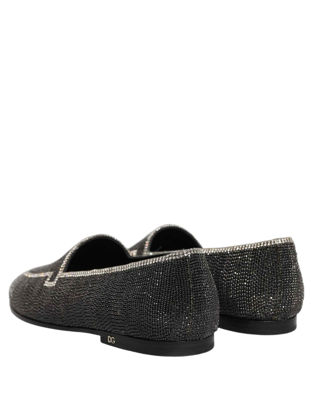 Dolce & Gabbana Black Crystal Embellished Men Loafers Shoes