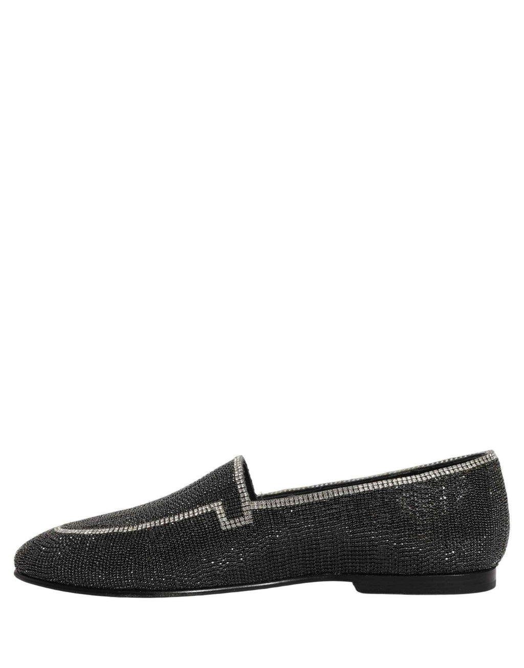 Dolce & Gabbana Black Crystal Embellished Men Loafers Shoes