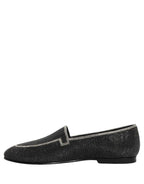 Dolce & Gabbana Black Crystal Embellished Men Loafers Shoes