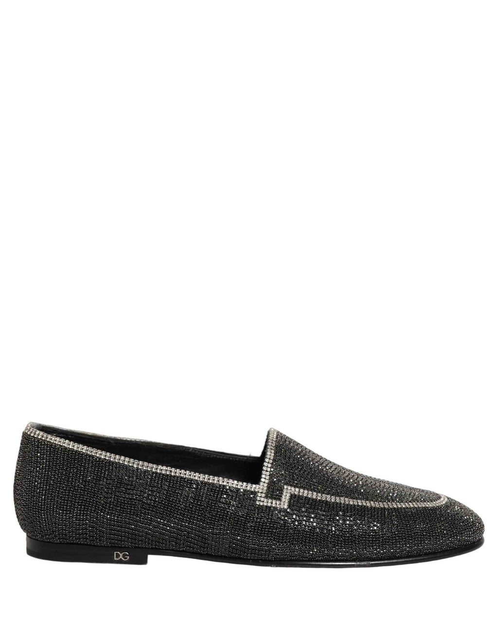 Dolce & Gabbana Black Crystal Embellished Men Loafers Shoes