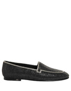 Dolce & Gabbana Black Crystal Embellished Men Loafers Shoes