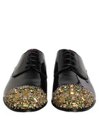 Dolce & Gabbana Black Embellished Men Derby Dress Formal Shoes