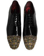 Dolce & Gabbana Black Embellished Men Derby Dress Formal Shoes