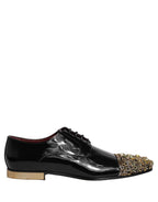 Dolce & Gabbana Black Embellished Men Derby Dress Formal Shoes