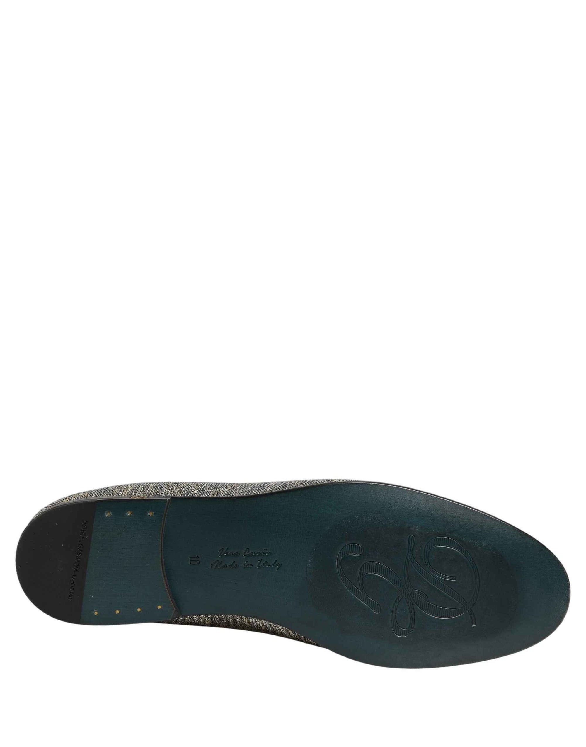 Dolce & Gabbana Gray Lurex Glitter Men Dress Loafers Shoes