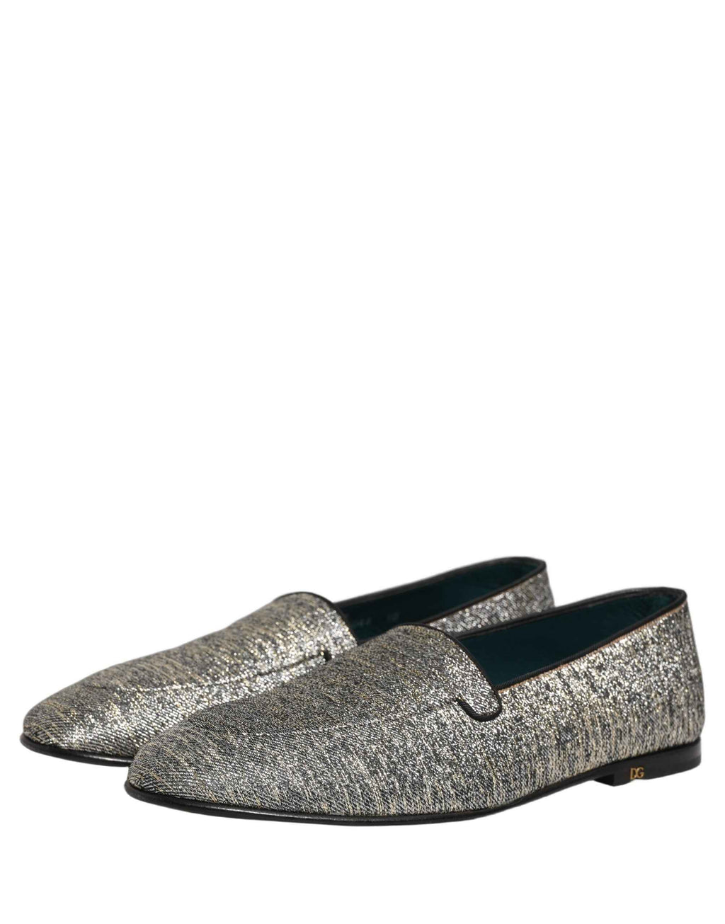 Dolce & Gabbana Gray Lurex Glitter Men Dress Loafers Shoes
