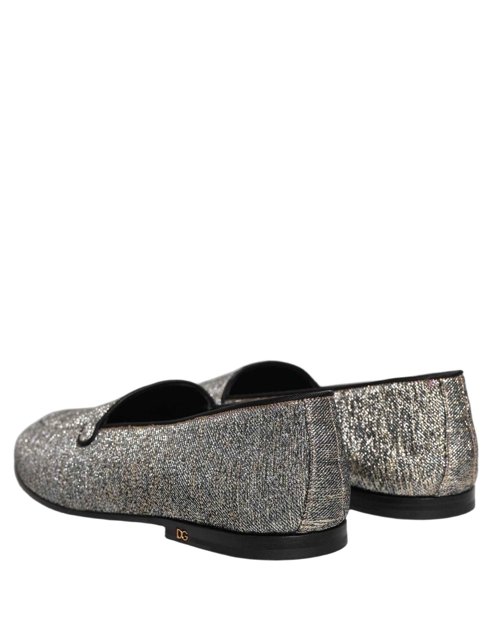 Dolce & Gabbana Gray Lurex Glitter Men Dress Loafers Shoes