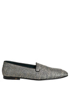 Dolce & Gabbana Gray Lurex Glitter Men Dress Loafers Shoes