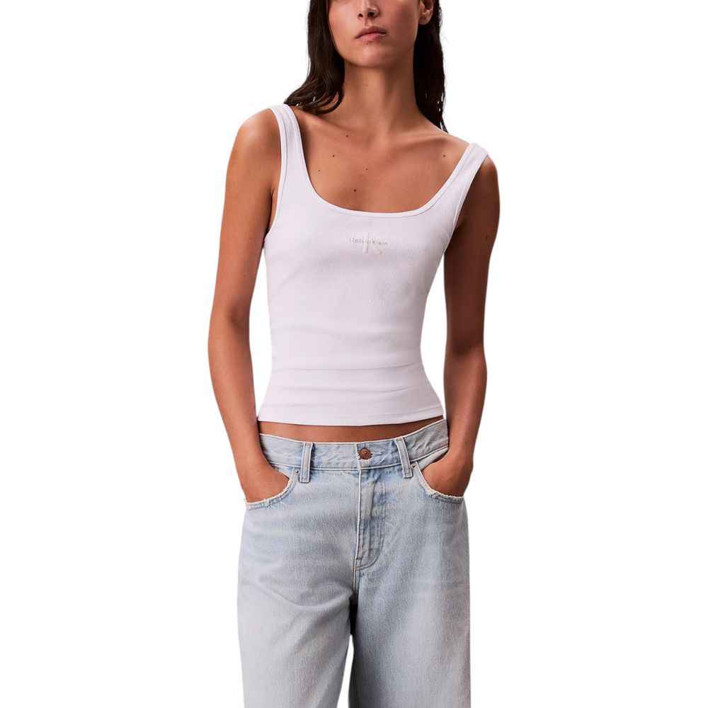Calvin Klein Jeans White Cotton Tank Tops