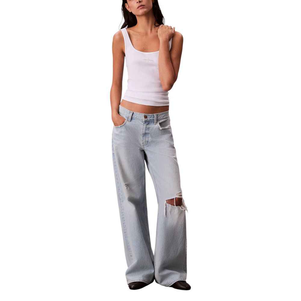 Calvin Klein Jeans White Cotton Tank Tops