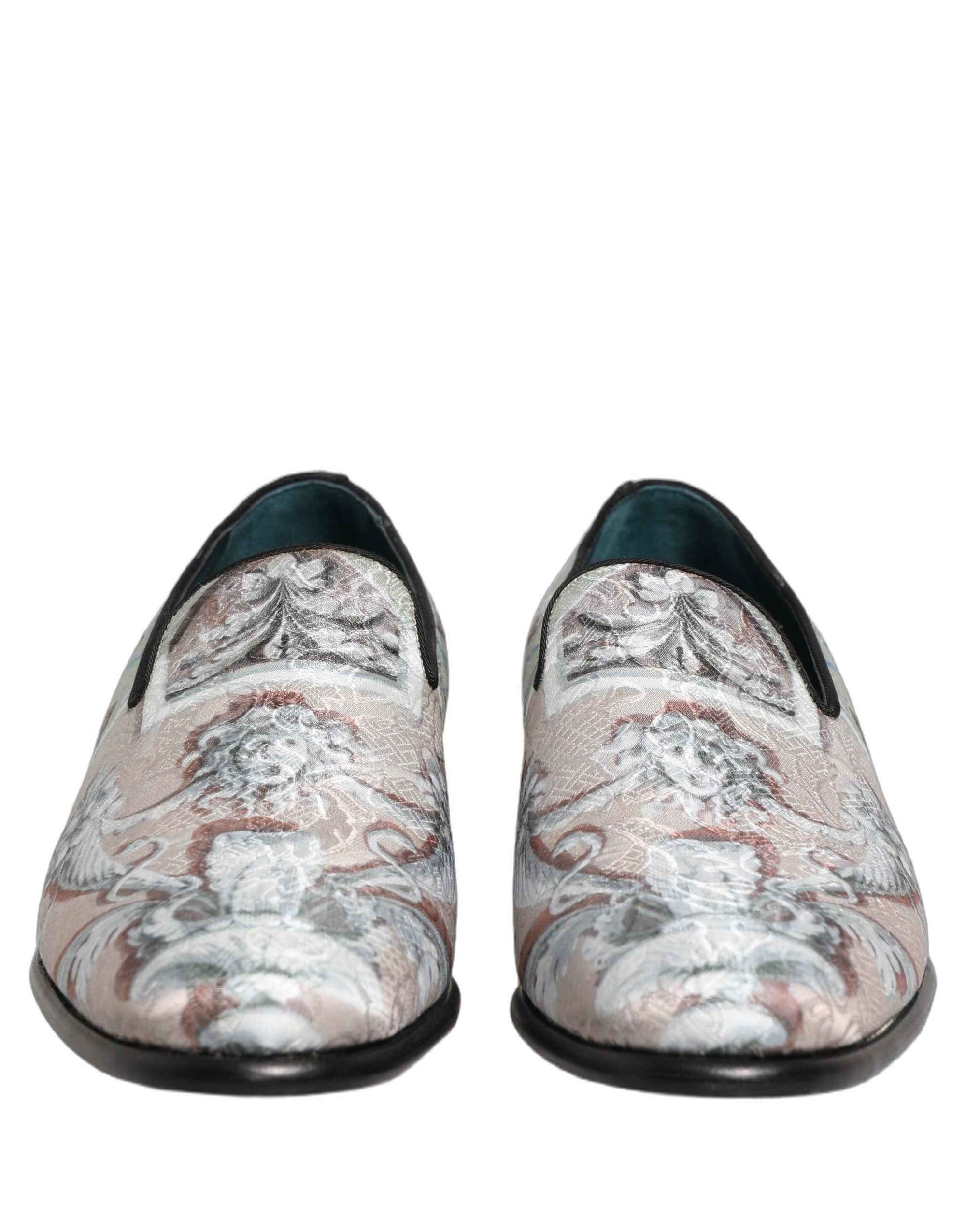 Dolce & Gabbana Multicolor Velvet Baroque Dress Loafers Shoes