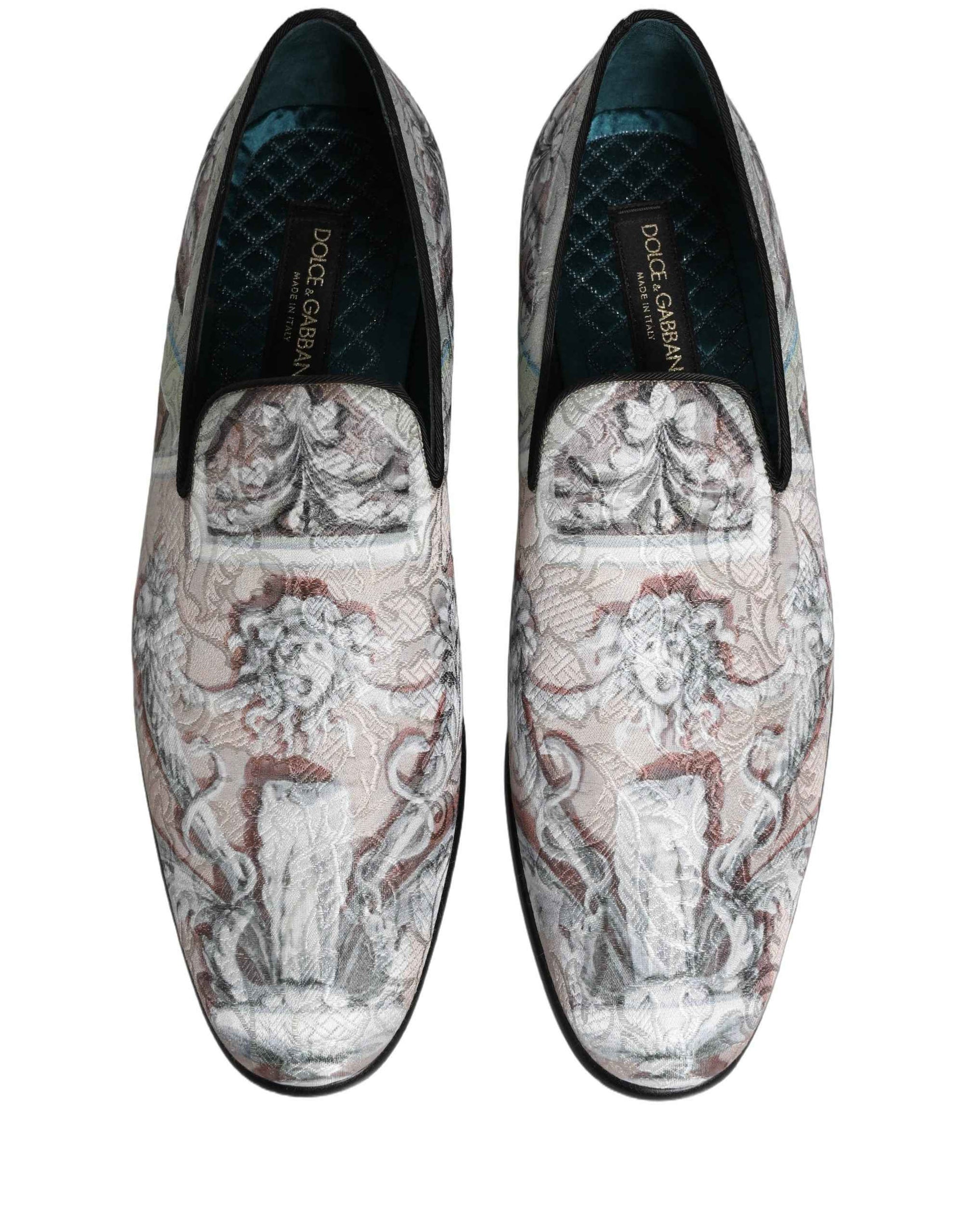 Dolce & Gabbana Multicolor Velvet Baroque Dress Loafers Shoes