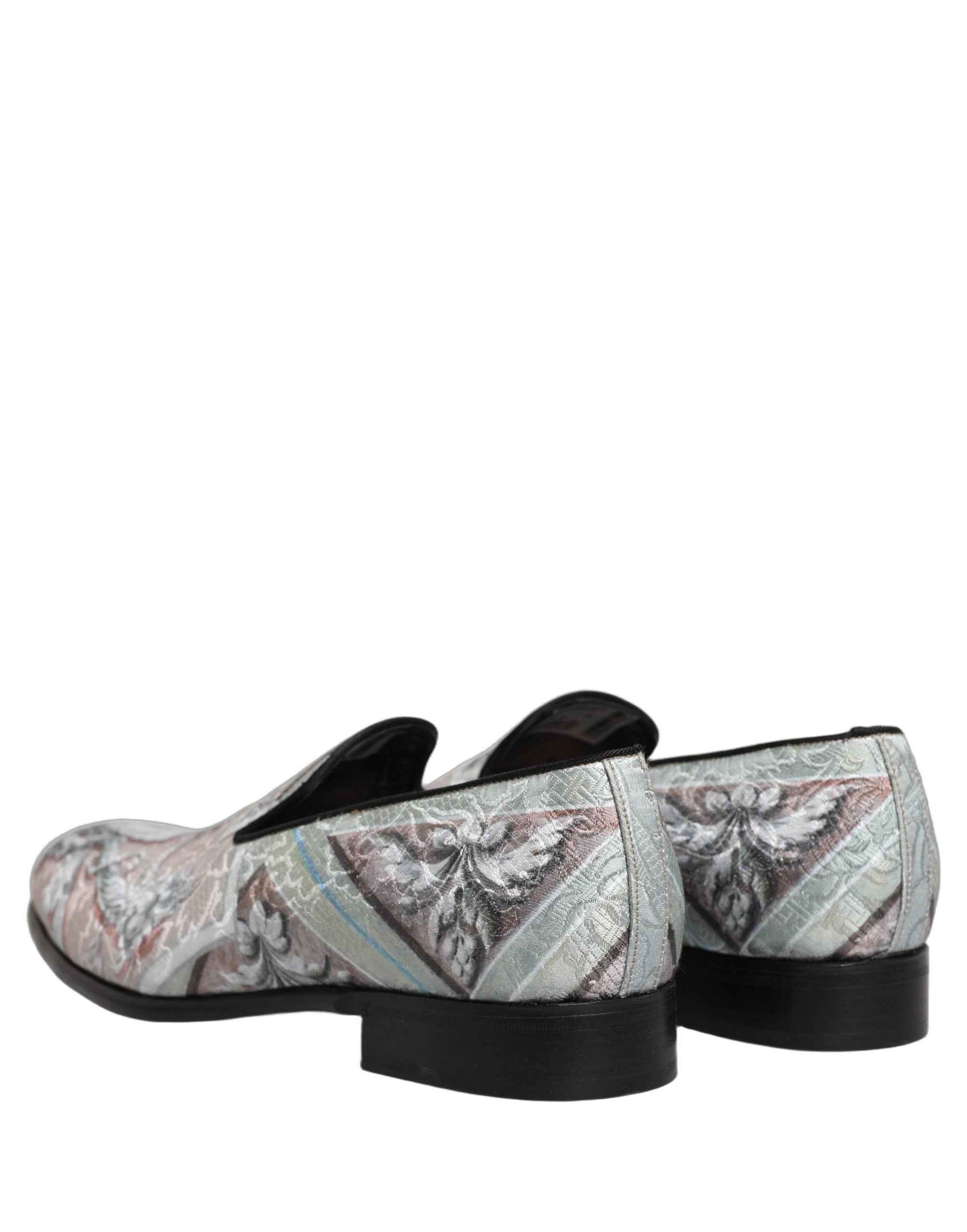 Dolce & Gabbana Multicolor Velvet Baroque Dress Loafers Shoes