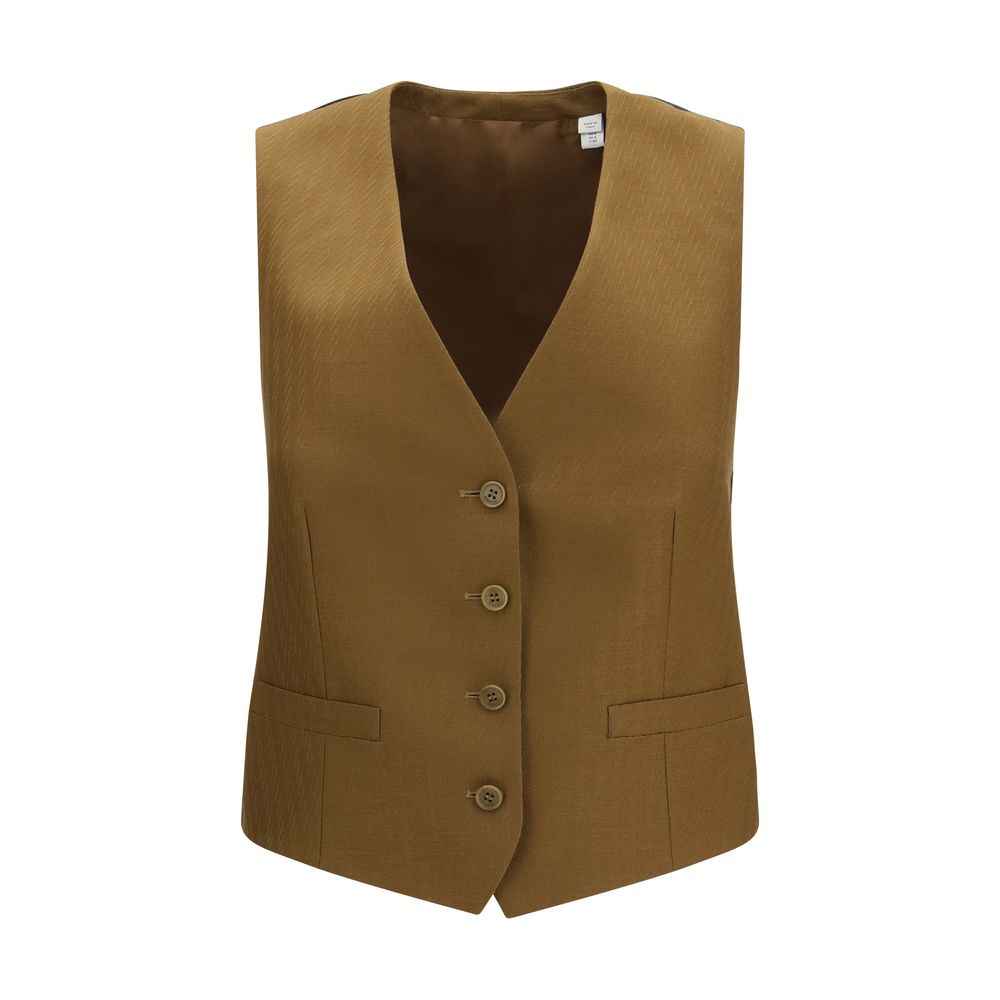 Burberry Brown Wool Oves Aries Sleeveless Jacket