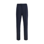 PT Torino Blue Wool Oves Aries Casual Pants
