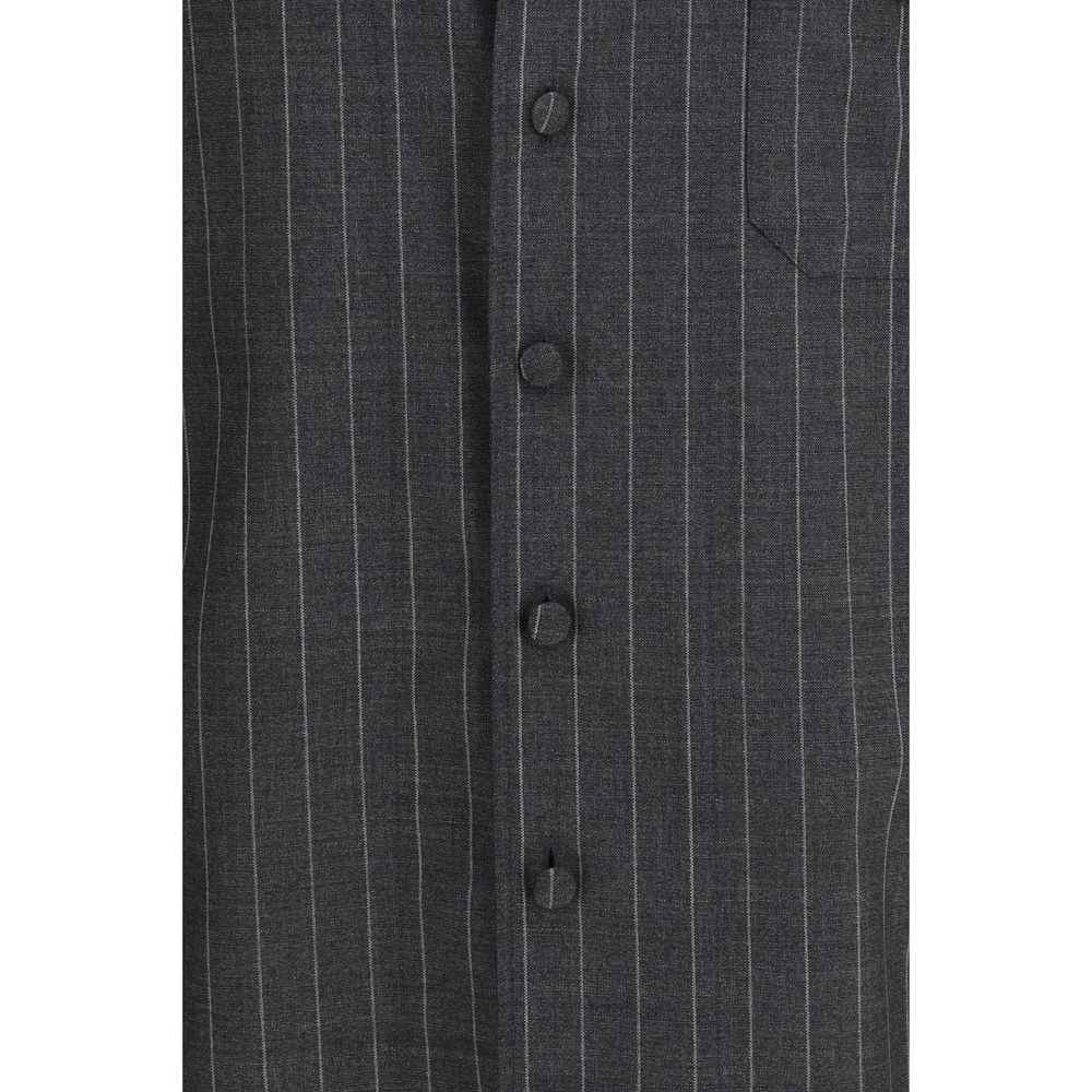 Dolce & Gabbana Gray Wool Oves Aries Dress Shirt