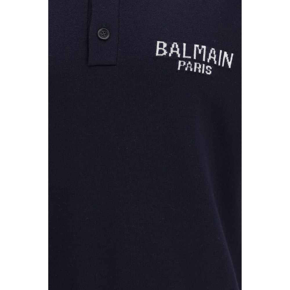 Balmain Blue Wool Oves Aries Polo Shirt