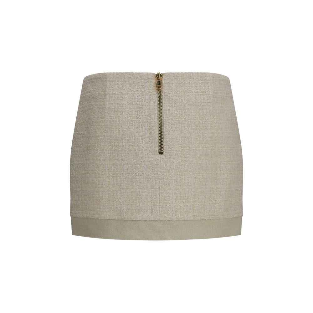 Balmain Beige Wool Oves Aries Mini Skirt