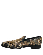 Dolce & Gabbana Black Velvet Embellished Dress Loafers Shoes