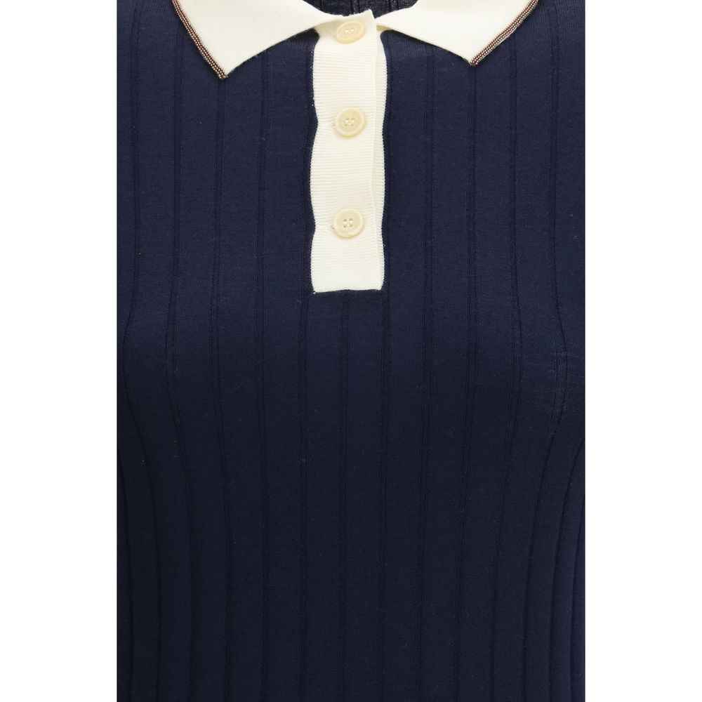 Brunello Cucinelli Blue Wool Oves Aries Polo Shirt
